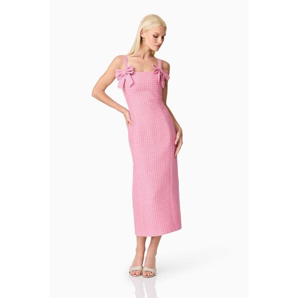 Elliatt Alia Fitted Midi Dress In Pink Wedding Guest Eventwear Size S NWT - Picture 1 of 5